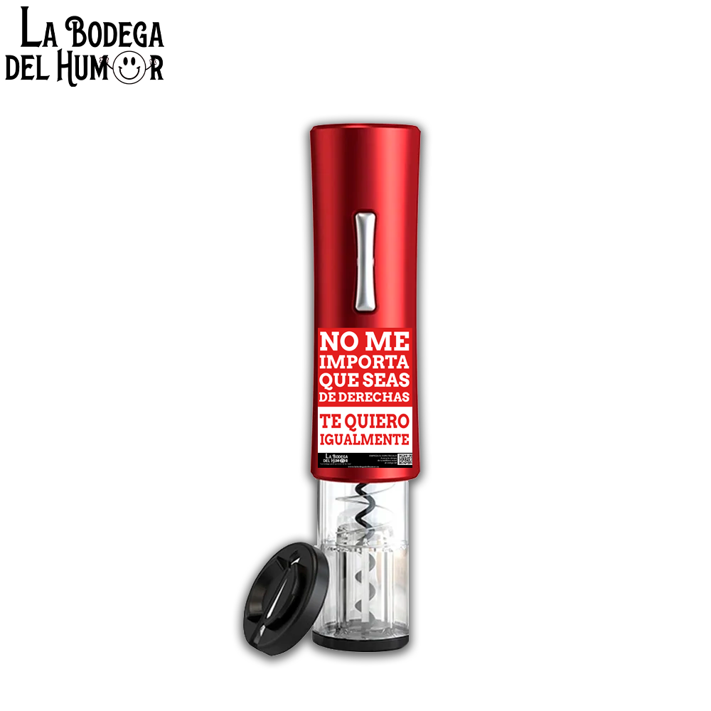 Sacacorchos Eléctrico Rojo "No me importa que seas de derecha"