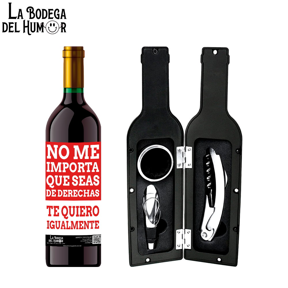 Kit Sacacorchos Premium "No me importa que seas de derecha"