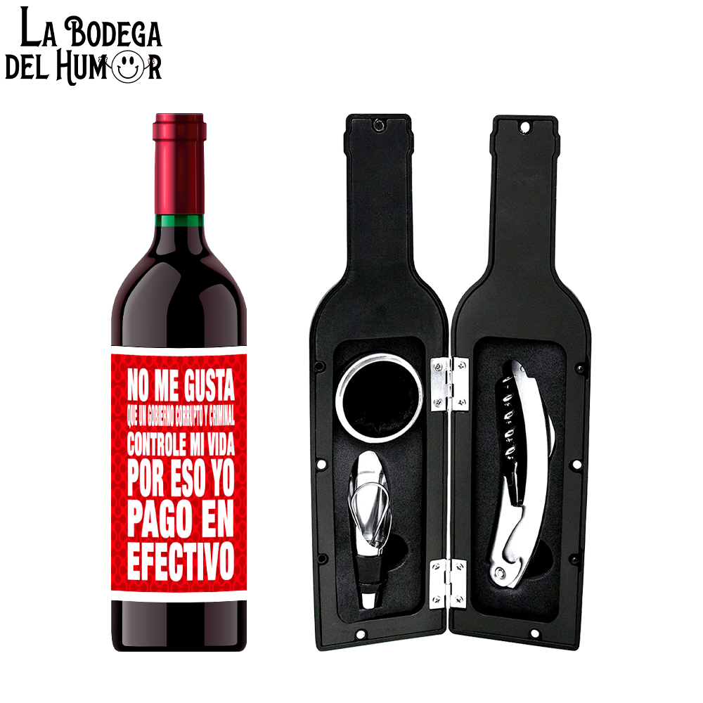 Kit Sacacorchos Premium "Por eso yo pago en Efectivo"